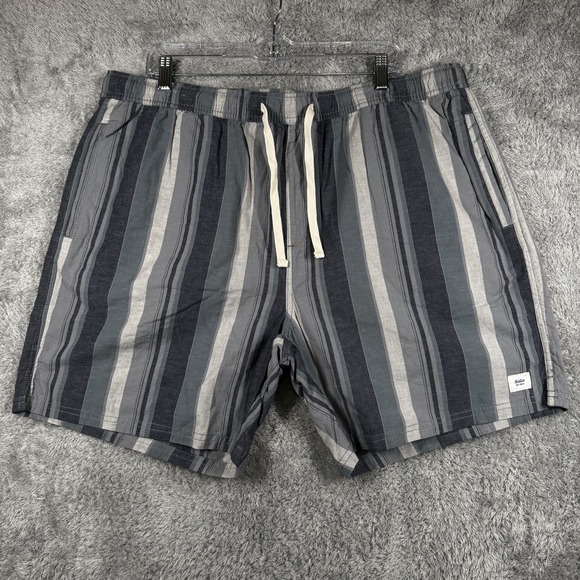 Katin Other - Katin Shorts Mens 2XL Gray Striped Linen Blend Drawstring Chino Pockets Casual